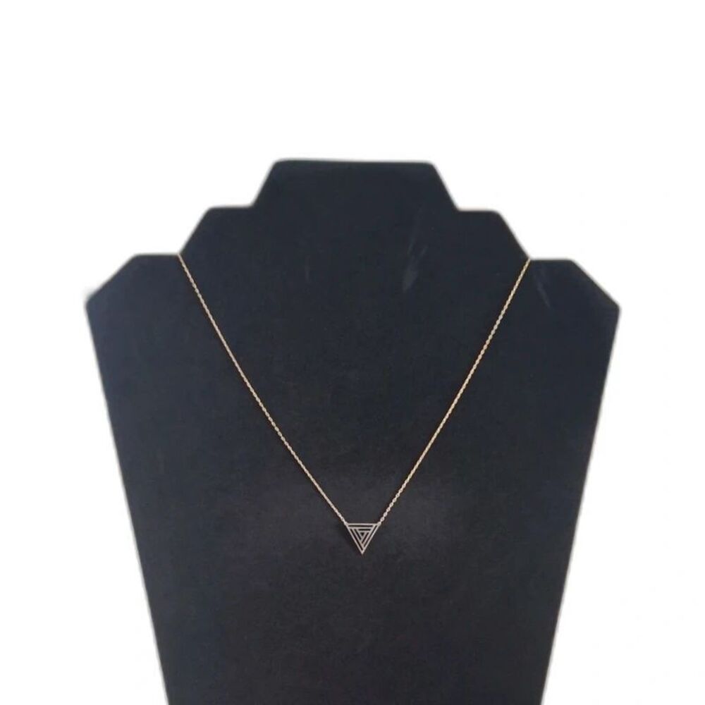 Silver Gold Tone Metal Lightweight Dainty Cable Link Triangle Pendant Necklace